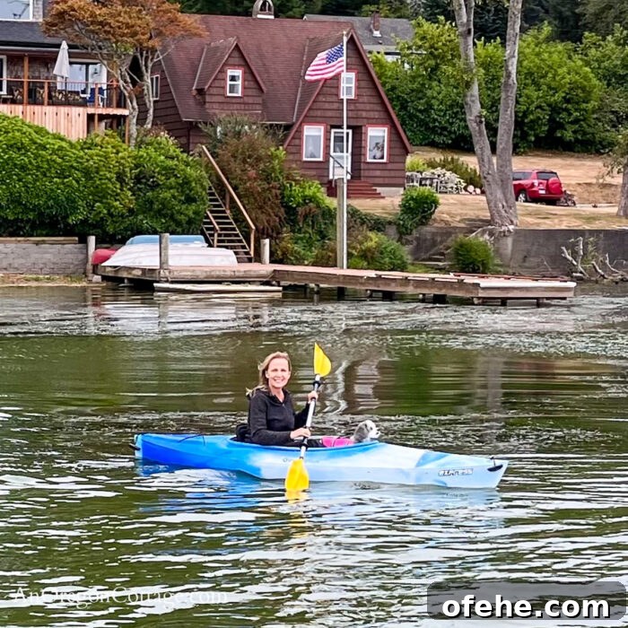 Dog with life vest in kayak