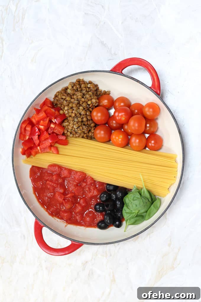 One-Pot Tomato, Basil and Lentil Pasta Recipe 2 A quick, easy and healthy family recipe, all cooked in one pot and ready in just 15 minutes. My Fussy Eater blog