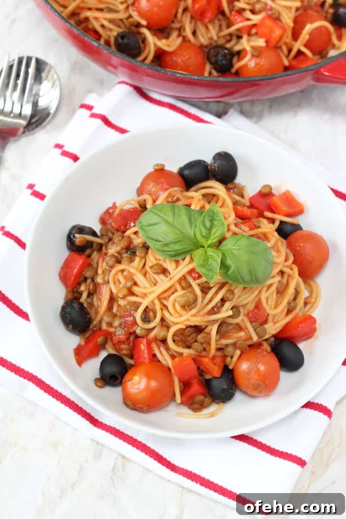 One-Pot Tomato, Basil and Lentil Pasta Recipe 3 A quick, easy and healthy family recipe, all cooked in one pot and ready in just 15 minutes. My Fussy Eater blog