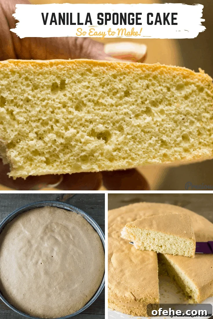 Classic Vanilla Sponge Cake Recipe for Light, Fluffy Layers 10 Cake collage with text "Vanilla Sponge Cake So Easy to Make!"
