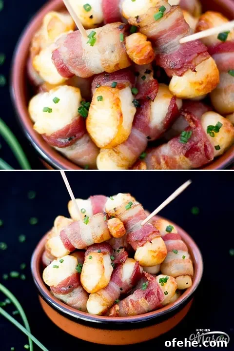 Crispy Bacon-Wrapped Halloumi Bites Recipe 2 Bacon Halloumi Bites in a serving dish with cocktail sticks