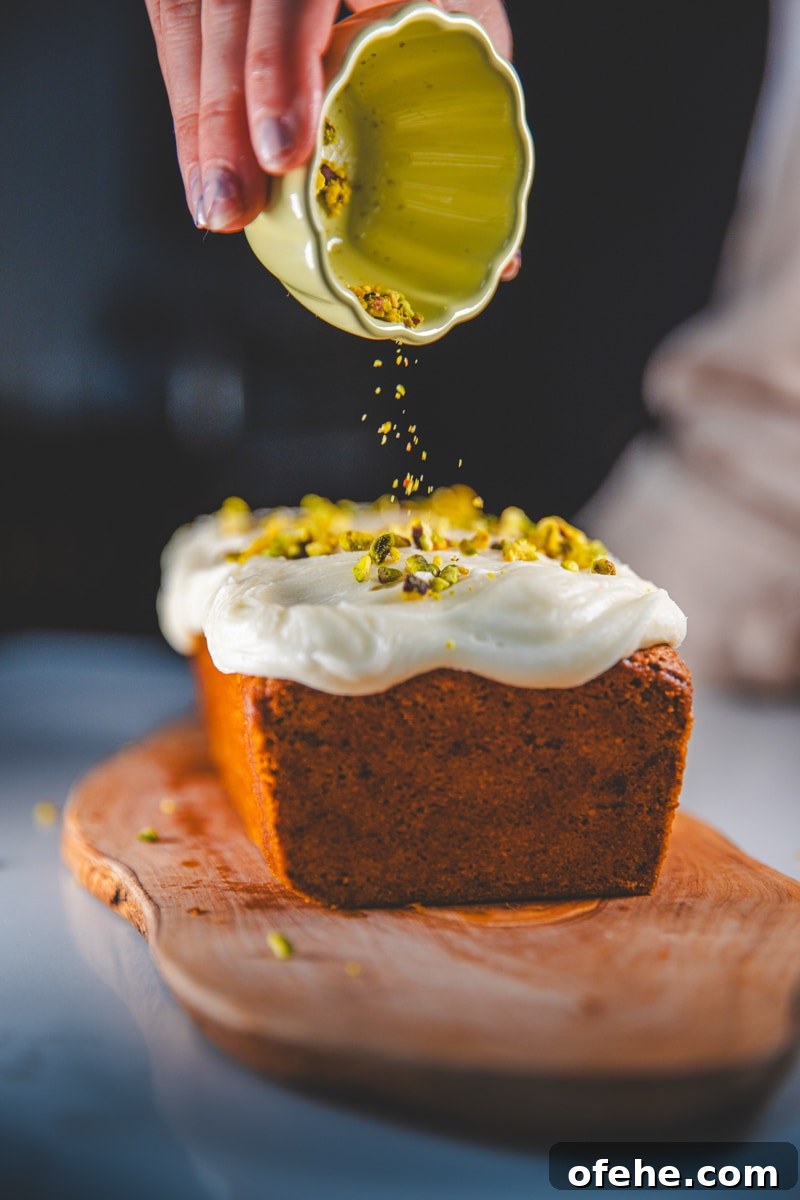 Zucchini and Pistachio Loaf Recipe for Moist Quick Bread 3 Decorating the Courgette & Pistachio Loaf - Georgie Eats