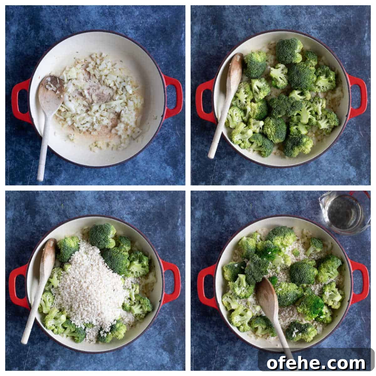 Step by step photo instructions for making broccoli and wild garlic risotto part 1.