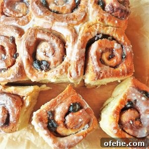 Homemade Chelsea Buns: Soft Cinnamon-Spiced Sticky Buns 26 Overhead shot of glazed chelsea buns.
