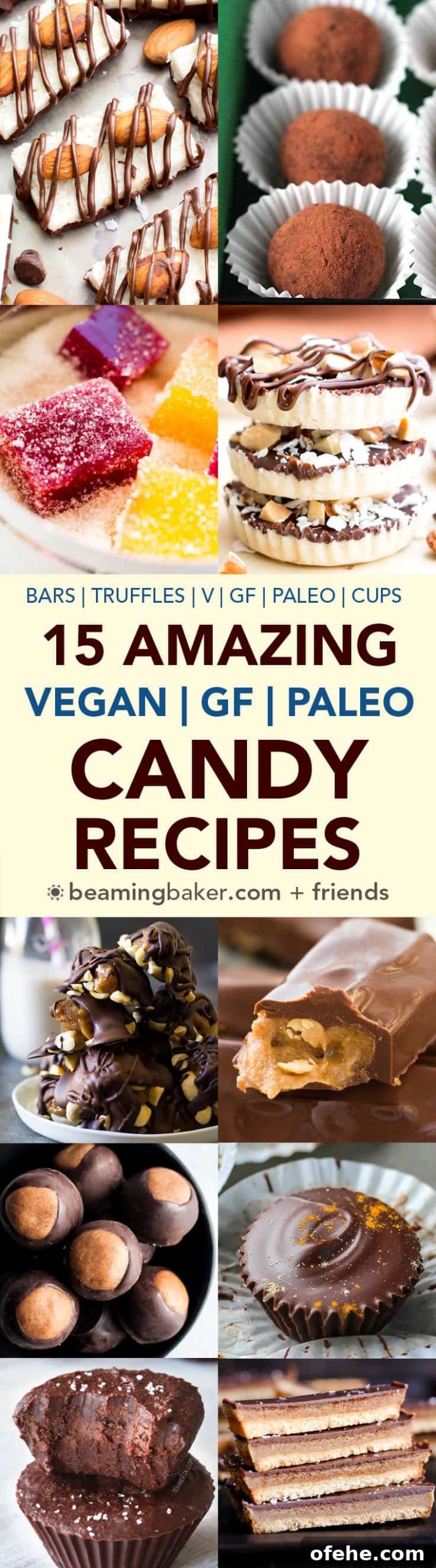 15 Amazing Paleo Gluten Free Vegan Candy Recipes: a sweet collection of 15 easy recipes for paleo, vegan, gluten-free recipes made with simple ingredients! #Paleo #Vegan #GlutenFree #DairyFree | BeamingBaker.com