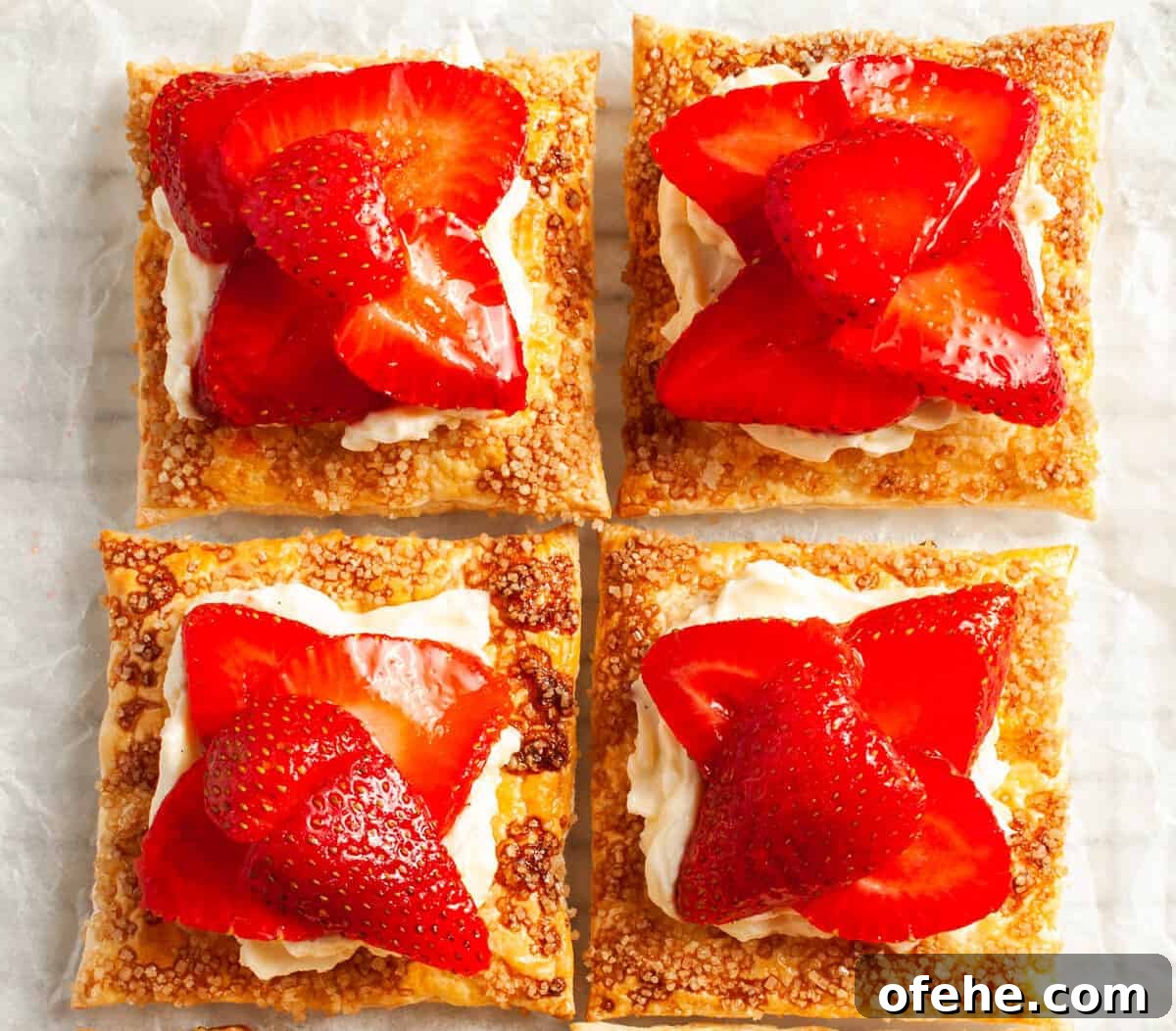 overhead shot of four assembled tartlets