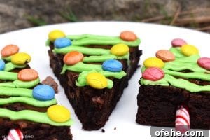 Christmas Tree Brownies Recipe: Festive St. Patrick’s Day Treat 5 Christmas Tree Brownies are rich and fudgy chocolate brownies decorated like Christmas trees for a fun Christmas treat. #christmas #christmasbaking #christmastreebrownies #christmasbrownies #fudgybrownies