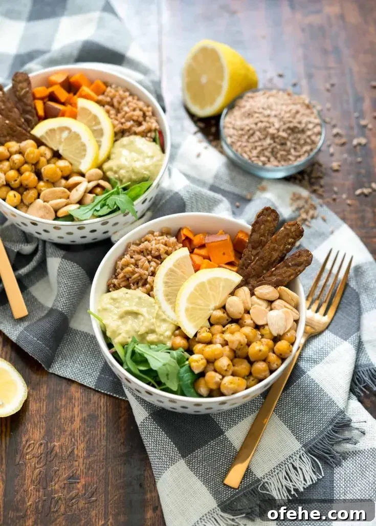 Vegan Fall Farro Protein Bowl - Healthy, filling, easy and delicious!