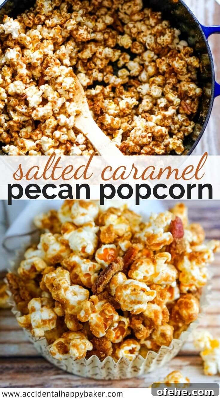 Salted Caramel Pecan Popcorn Recipe — Sweet & Crunchy Snack 10 Buttery dark caramel with a touch of salt makes the perfect candy coating for popcorn and pecans.