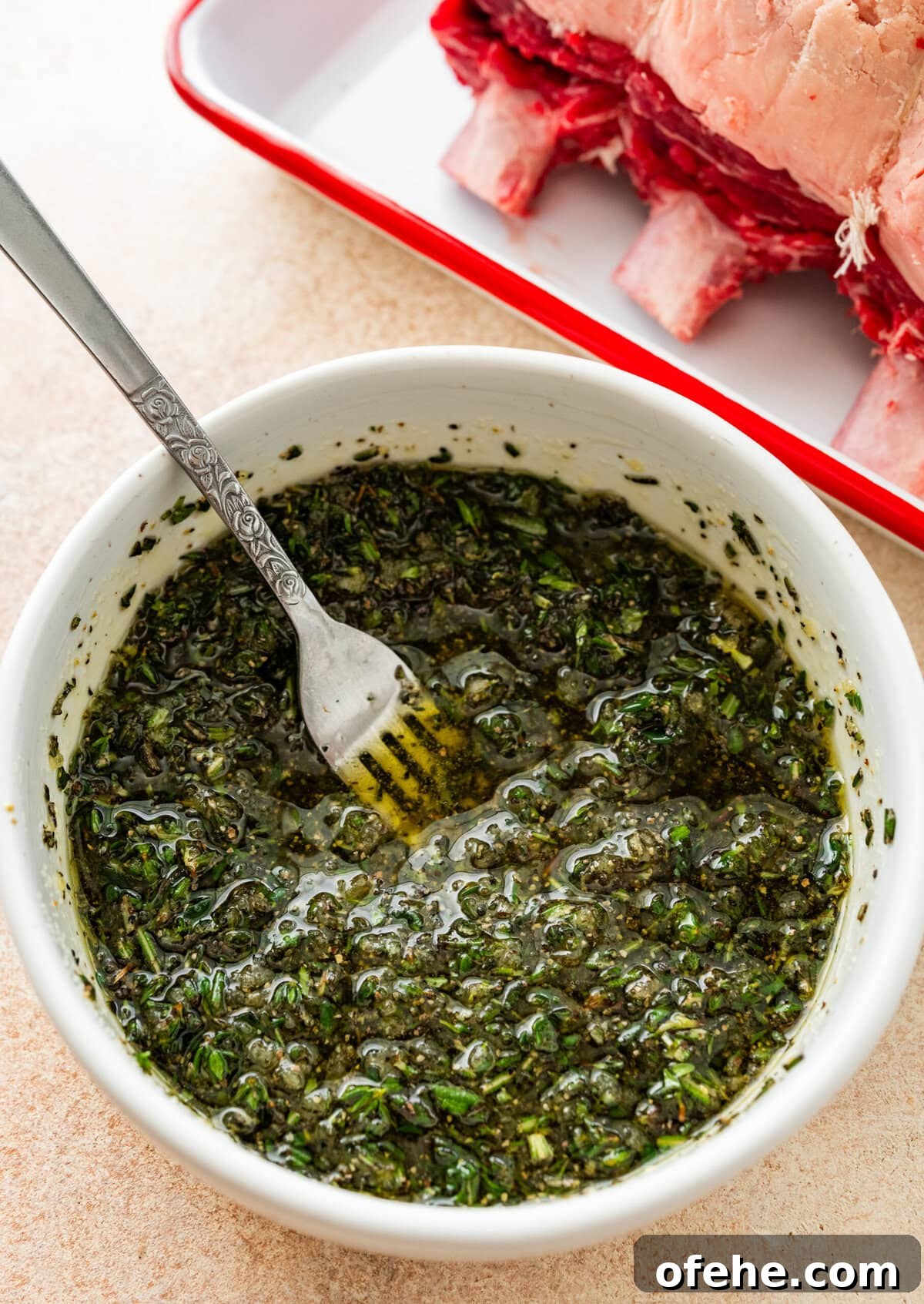 Garlic Herb Crusted Prime Rib Rub: Savory Seasoning Blend 2 with with herb marinade for standing prime rib roast recipe.