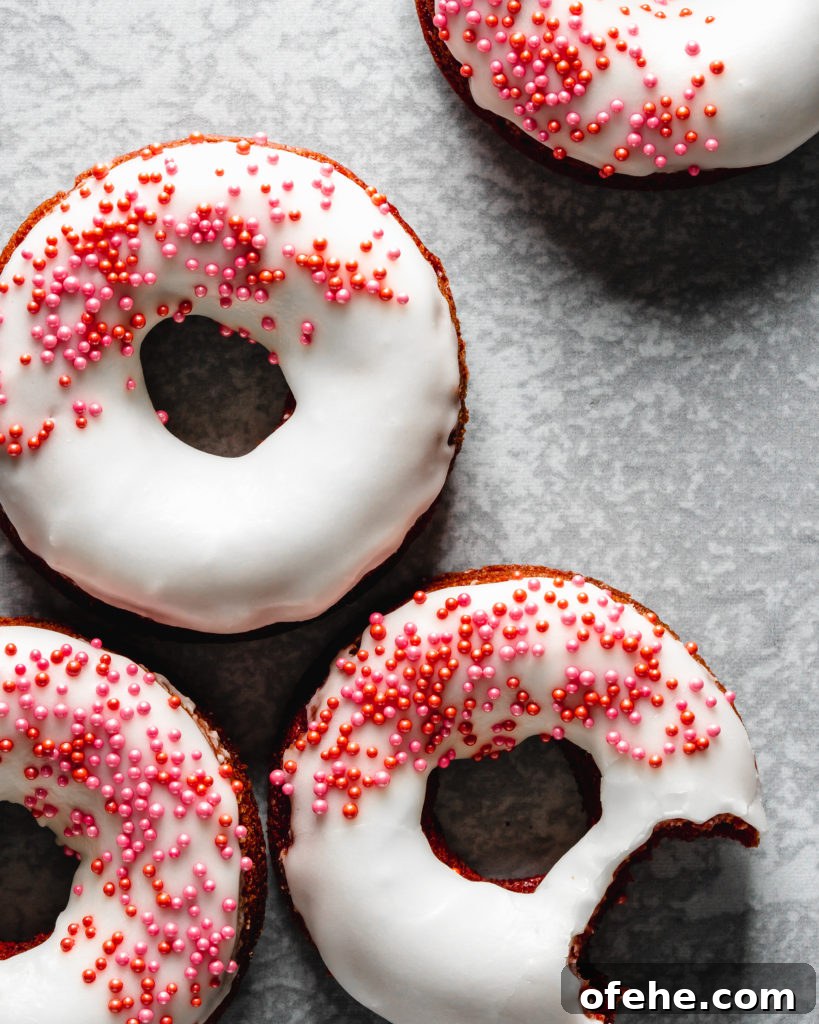 Baked Red Velvet Donuts Recipe for Moist, Fluffy Donuts 2 Easy to make baked red velvet donuts are glazed with a cream cheese frosting
