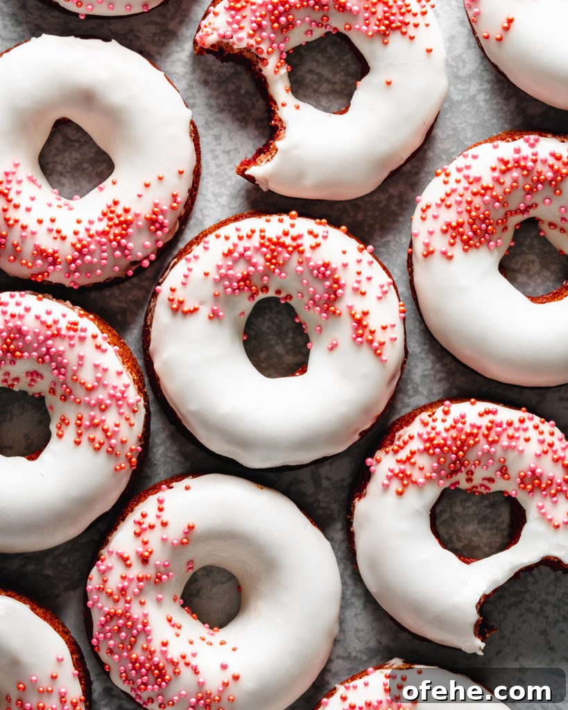 Baked Red Velvet Donuts Recipe for Moist, Fluffy Donuts 3 Easy to make baked red velvet donuts are glazed with a cream cheese frosting