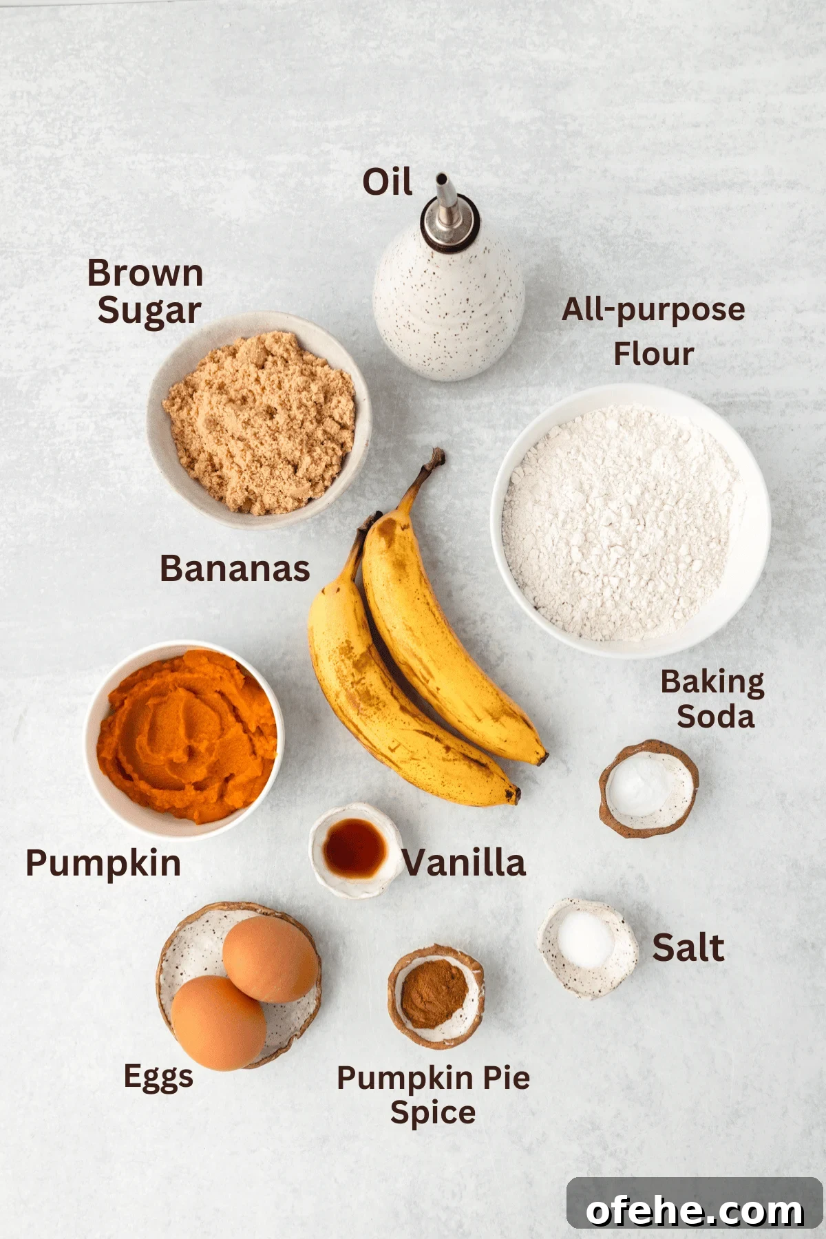 Banana Pumpkin Muffins with Warm Spices — Moist Fall Recipe 3 Banana Pumpkin Muffins Ingredients.
