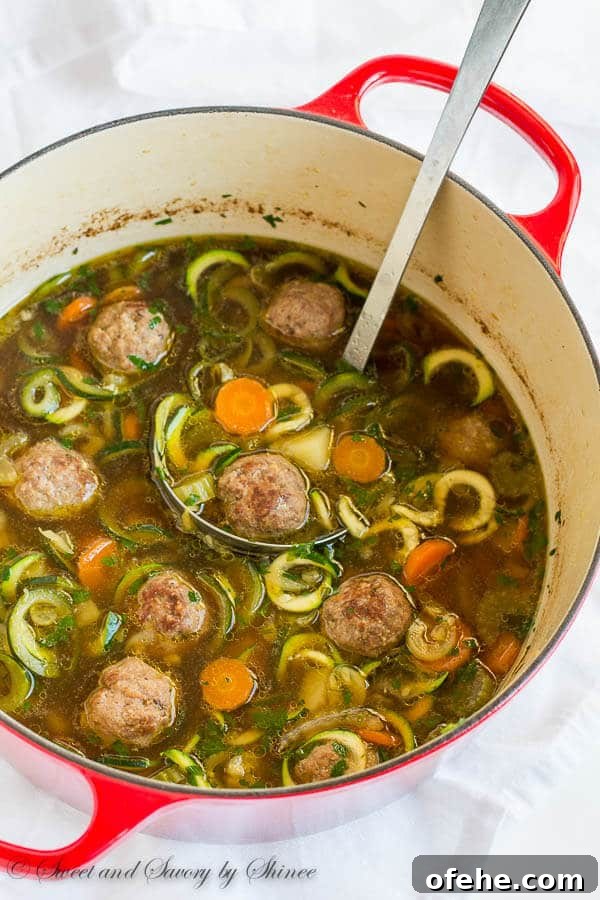 Comforting Vegetable Meatball Soup Recipe with Fresh Herbs 2 Loaded with vegetables and homemade meatballs, this light, yet hearty soup comes together in less than 45 minutes. Great weeknight and weekend dinner!