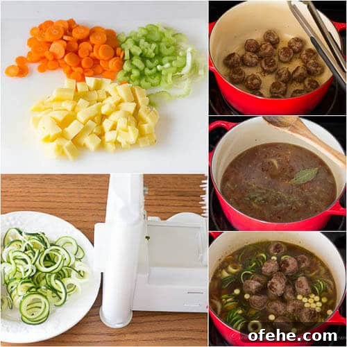 Comforting Vegetable Meatball Soup Recipe with Fresh Herbs 4 Vegetable meatball soup, step by step
