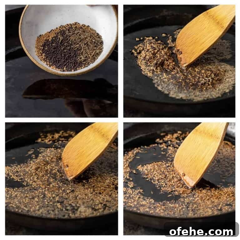 Indian Tadka: Mastering the Art of Tempering Spices 4 spices getting tempering in hot oil - tadka