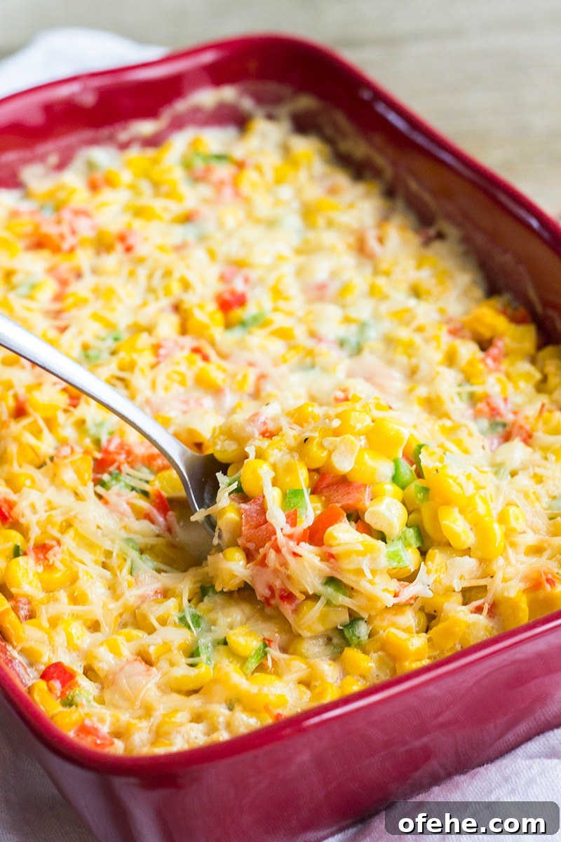 Creamed Corn and Roasted Pepper Casserole Recipe 4 Easy side dishes like this Creamed Corn Casserole with Peppers are my favorite for busy weeknights or the holidays! This casserole is loaded with flavor and so colorful!