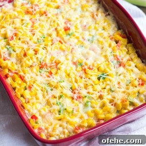 Creamed Corn and Roasted Pepper Casserole Recipe 5 Easy side dishes like this Creamed Corn Casserole with Peppers are my favorite for busy weeknights or the holidays! This casserole is loaded with flavor and so colorful!