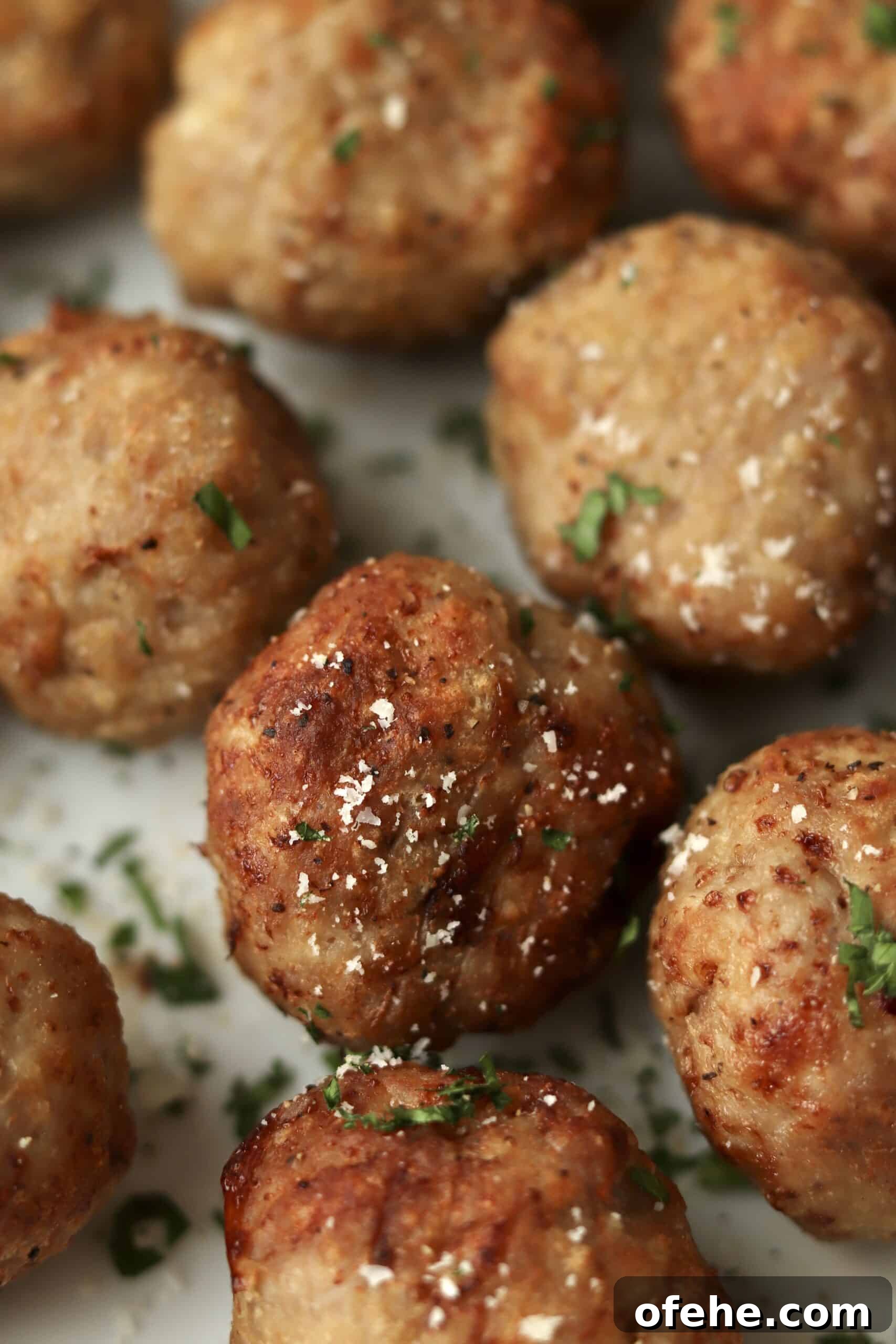 Crispy Air Fryer Turkey Meatballs Recipe for Quick Dinners 3 close up of browned turkey meatballs