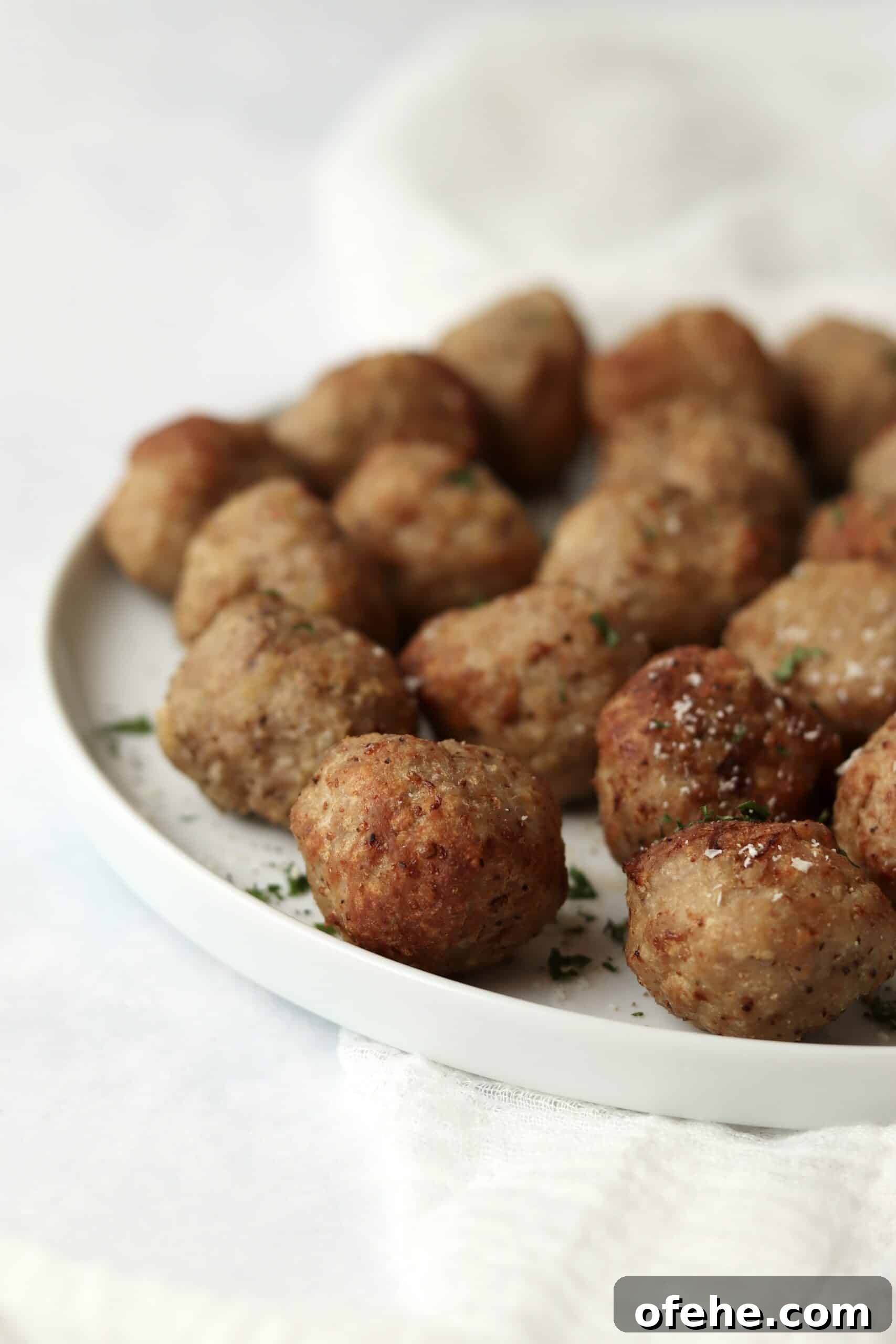 Crispy Air Fryer Turkey Meatballs Recipe for Quick Dinners 9 air fried turkey meatballs sprinkled with parsley