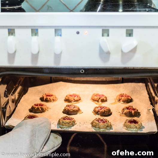 Sugar-Free Nut-Butter and Jam Thumbprint Cookies (Flourless) 12 Baked | Low-Carb, So Simple