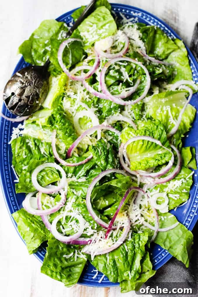 Crisp Spring Green Salad with Lemon-Herb Vinaigrette 2 Best Green Salad on a serving blue platter