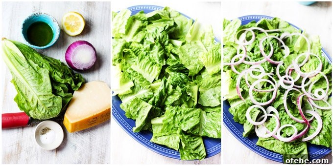 Crisp Spring Green Salad with Lemon-Herb Vinaigrette 4 Process shots of making green salad