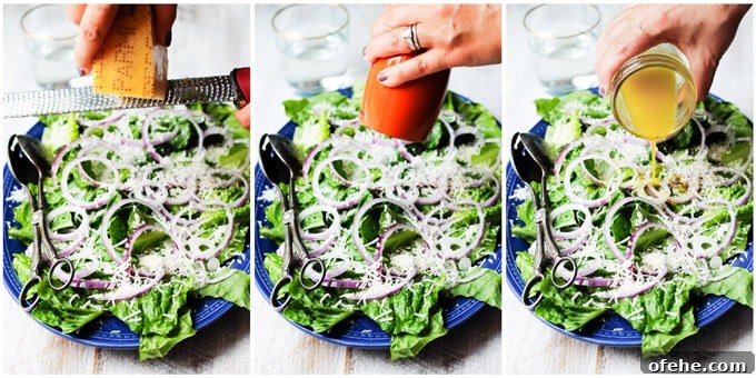 Crisp Spring Green Salad with Lemon-Herb Vinaigrette 5 Process shots of making the best green salad