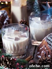 Featured shot of homemade cinnamon Bailey's in two glasses.