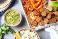 Sheet Pan Chicken Sausage Fajitas with Peppers and Onions