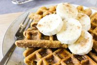 Pumpkin Banana Waffle Recipe with Cinnamon Maple Syrup