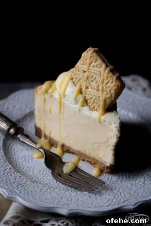Custard cream baked cheesecake on a plate with a fork