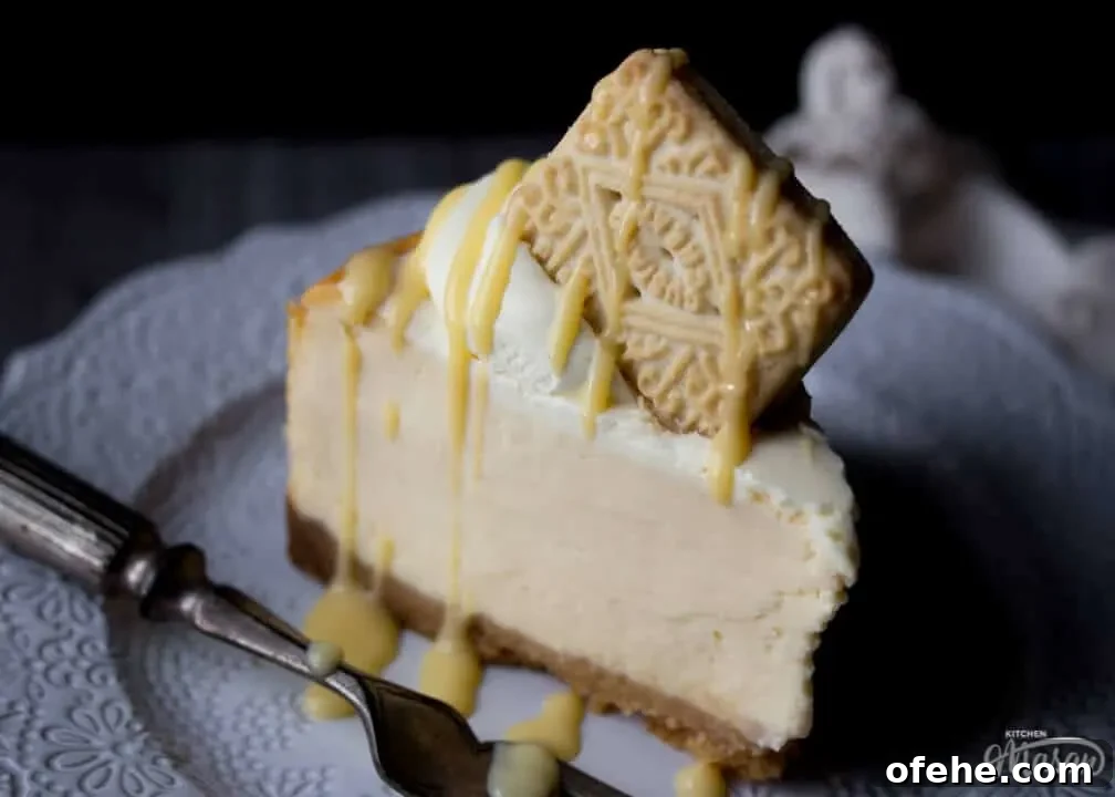 Custard cream baked cheesecake on a plate with a fork