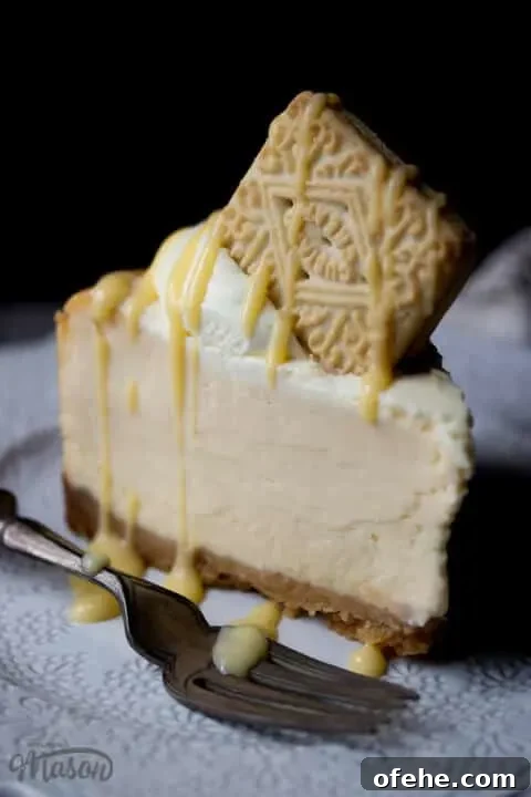Custard cream baked cheesecake on a plate with a fork
