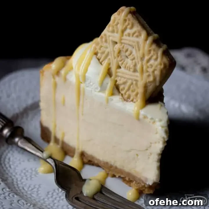Custard cream baked cheesecake on a plate with a fork