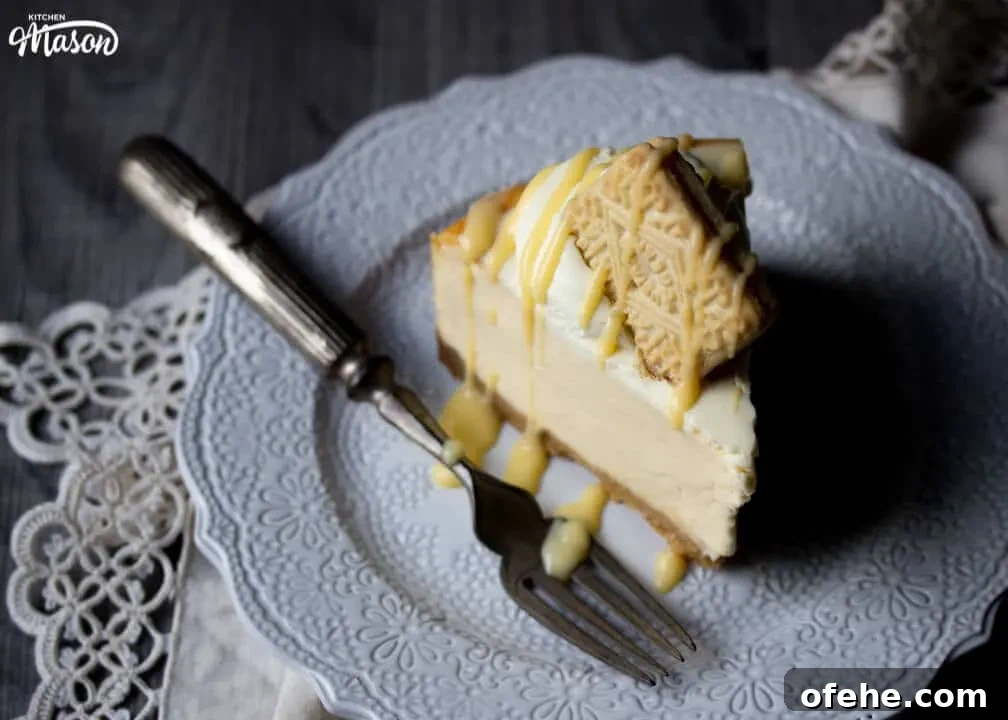 Custard cream baked cheesecake on a plate with a fork