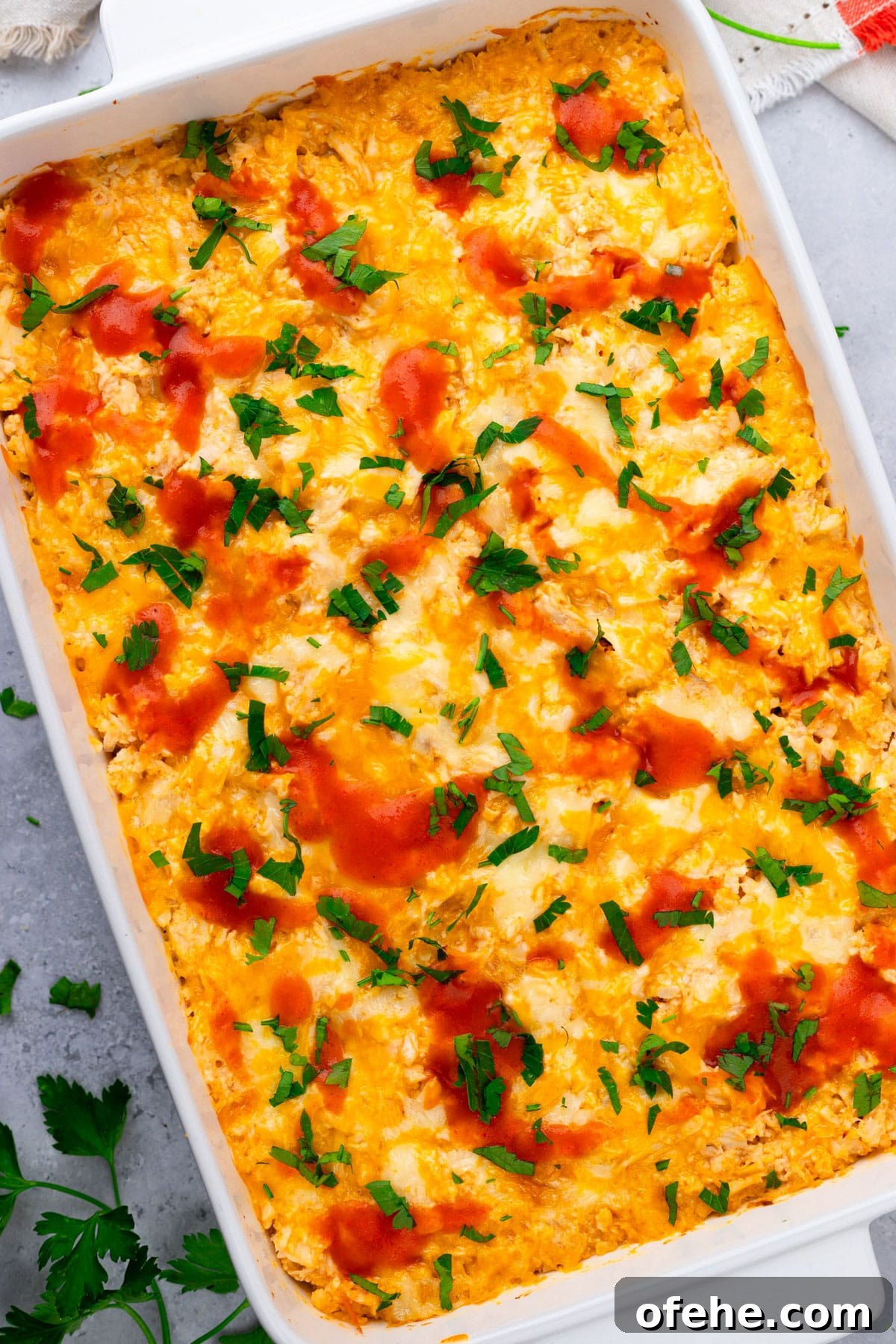 Buffalo Chicken Cauliflower Casserole