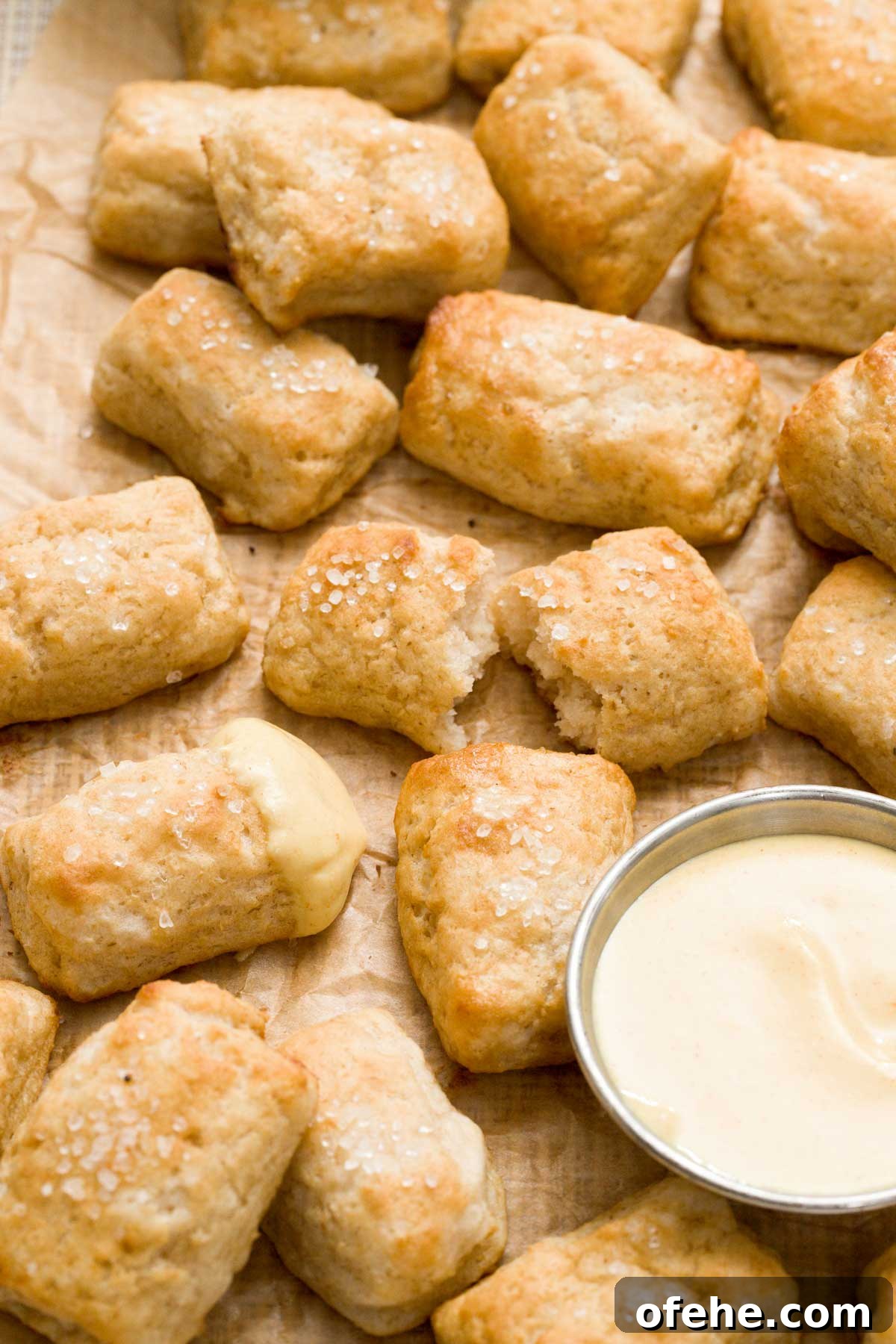 Protein pretzel bites with honey mustard sauce