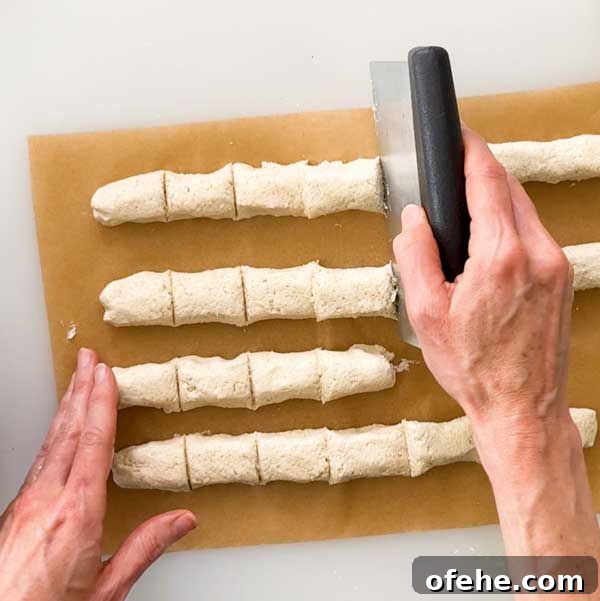 Slicing the gluten-free pretzel bites.