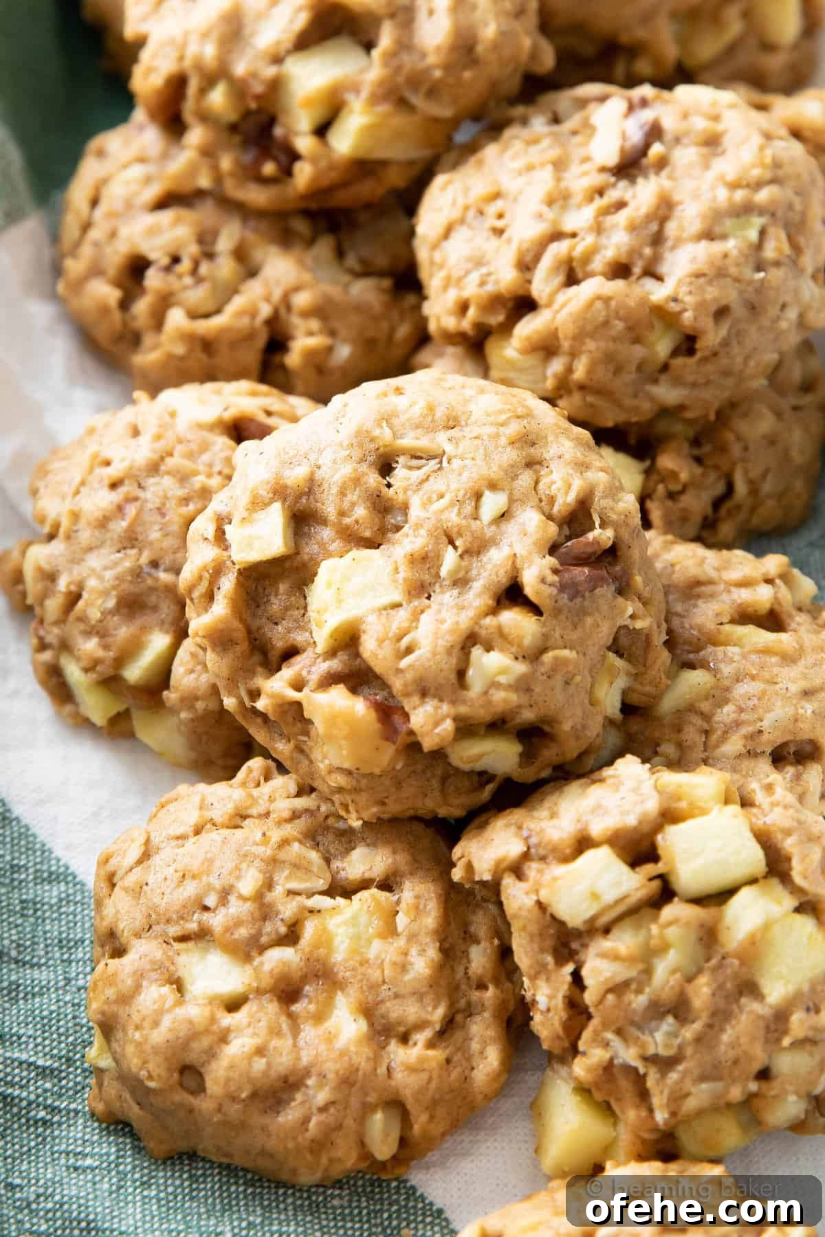 Vegan Apple Pie Breakfast Cookies for Cozy Mornings 28 super closeup of apple breakfast cookies in a basket